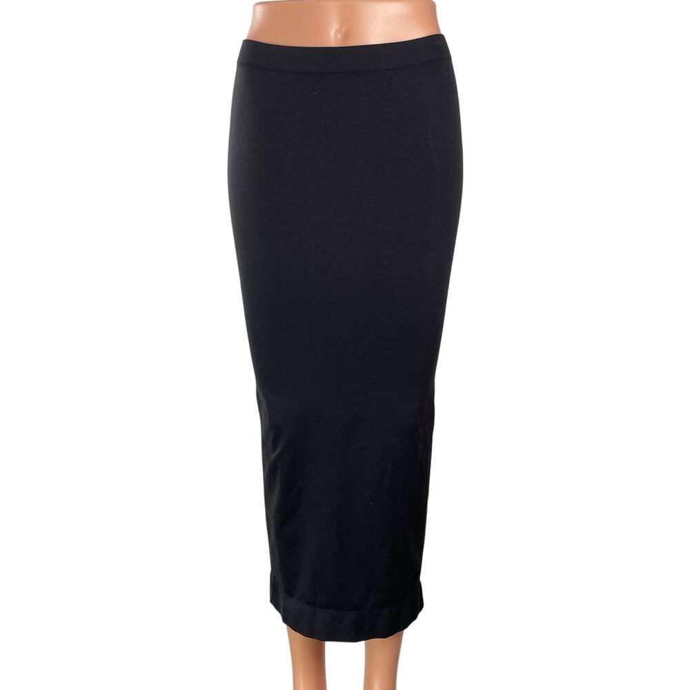 Commando Women's Black High Waisted Fitted Knit Maxi Straight Pencil Skirt Sz S